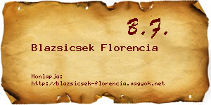 Blazsicsek Florencia névjegykártya